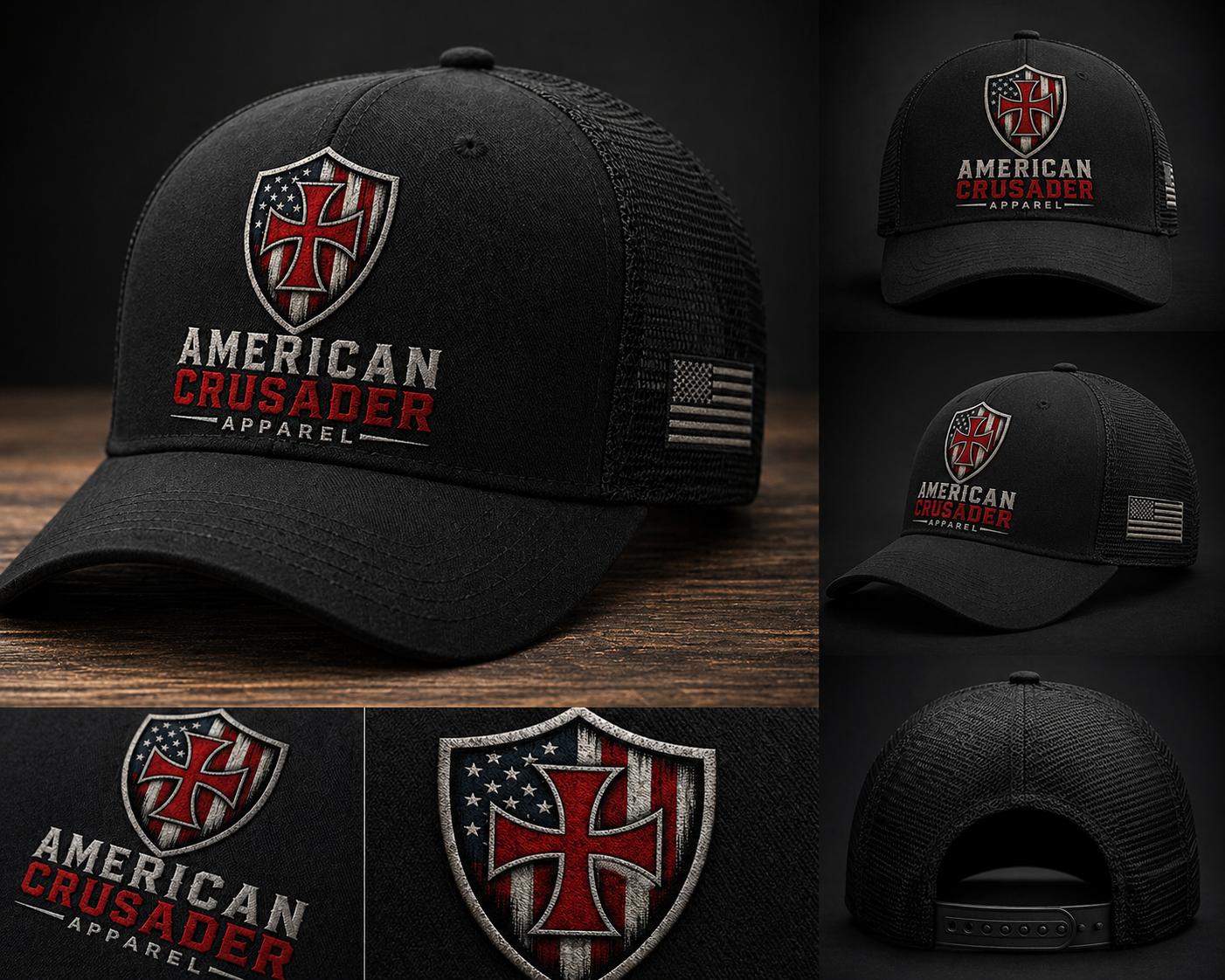 Crusader American Flag/Templar Cross Baseball Hat